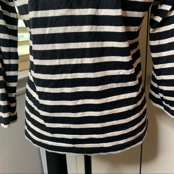 J. Crew Striped Faux Leather Sleeve Stripe Top - Picture 12 of 14